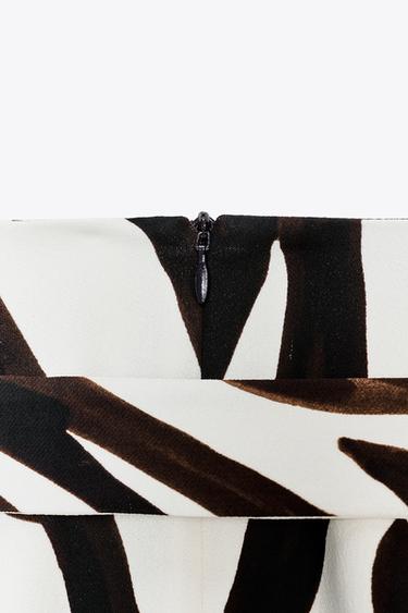 ZW COLLECTION ANIMAL PRINT PENCIL SKIRT - Ecru / Black by Zara - Image 3