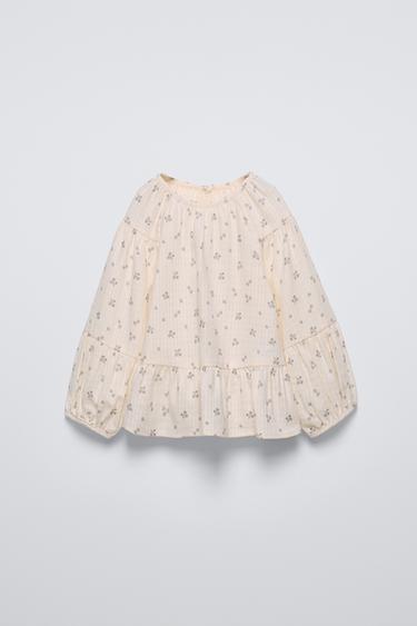 Zara FLORAL PRINT SHIRT - Ecru - Image 0