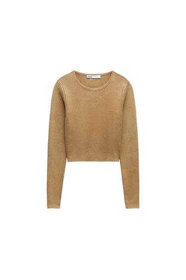 ACID WASH KNIT CROP TOP