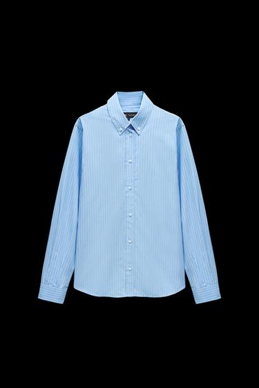 CAMISA POPELÍN RAYAS - Azules de Zara - Imagen 0