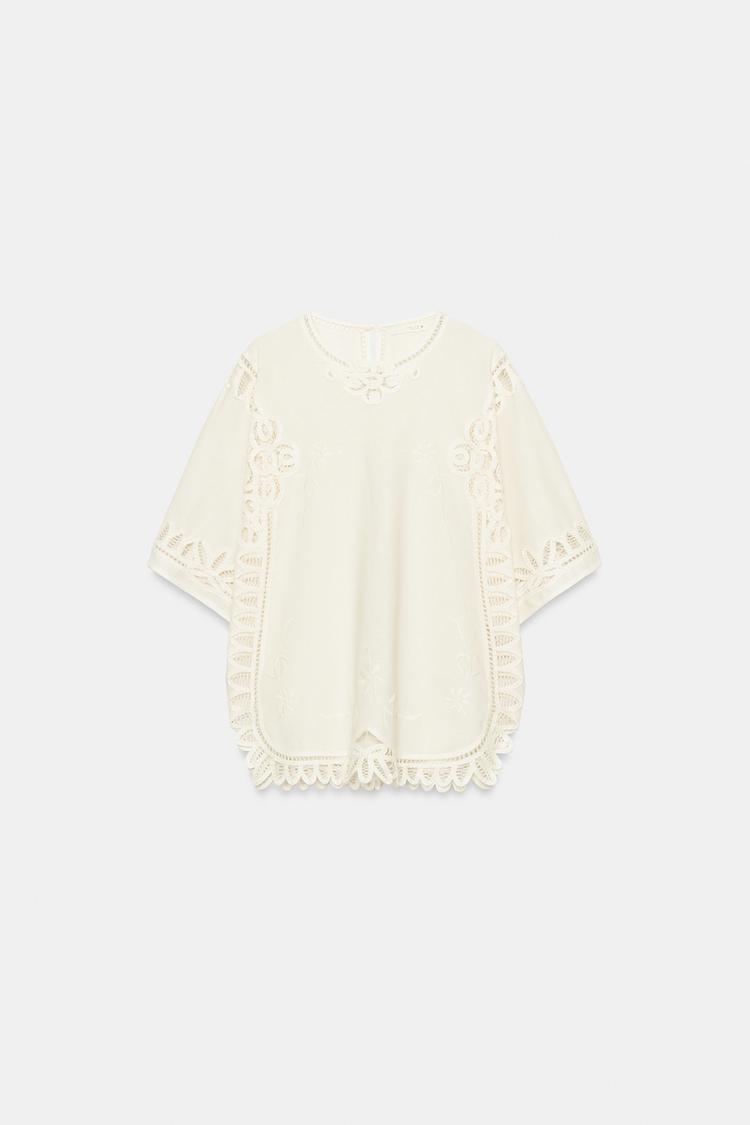 Blusa de mezcla de lino bordada ZW COLLECTION 8