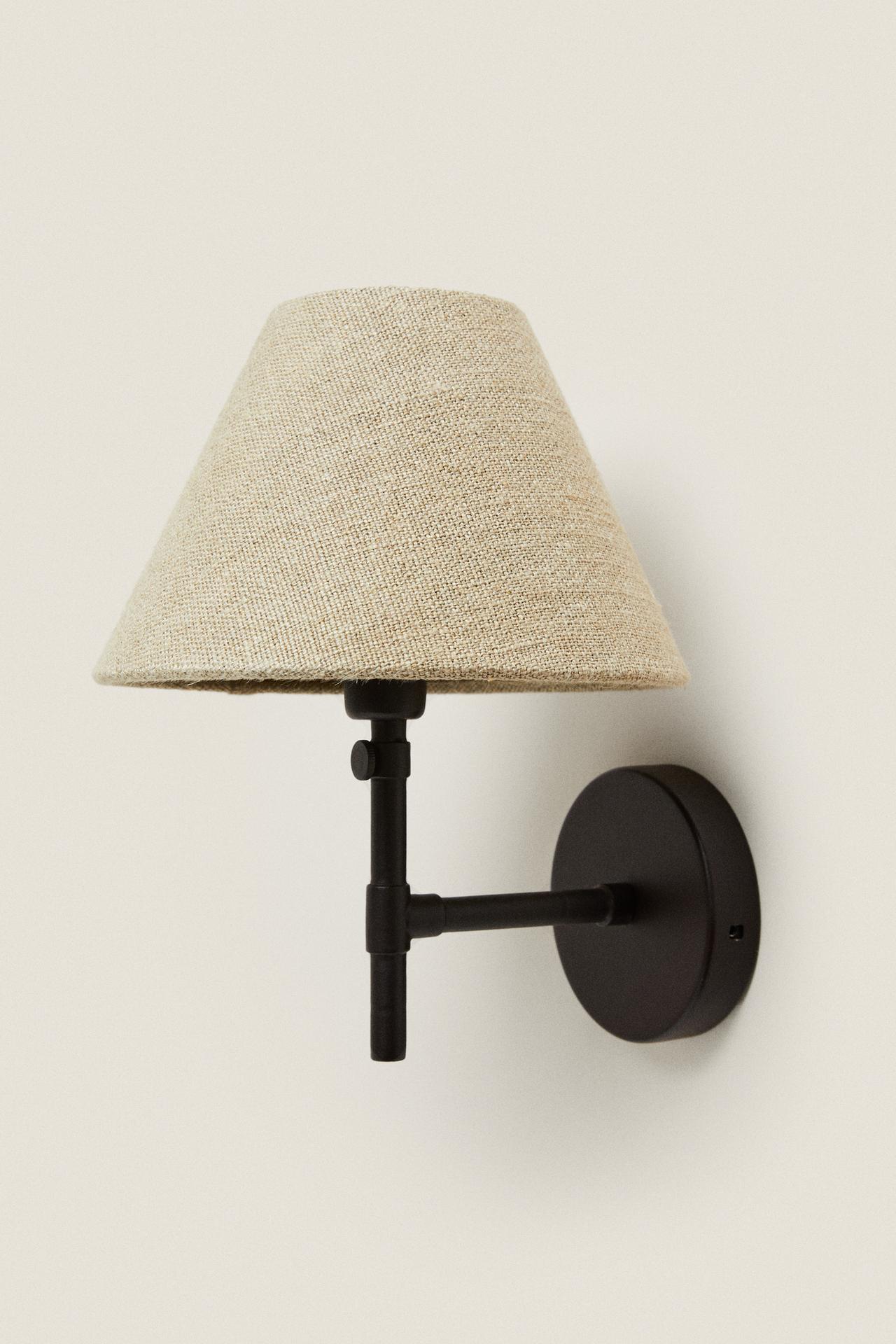 LAMP | LINEN LAMPSHADE WALL SCONCE — Light beige