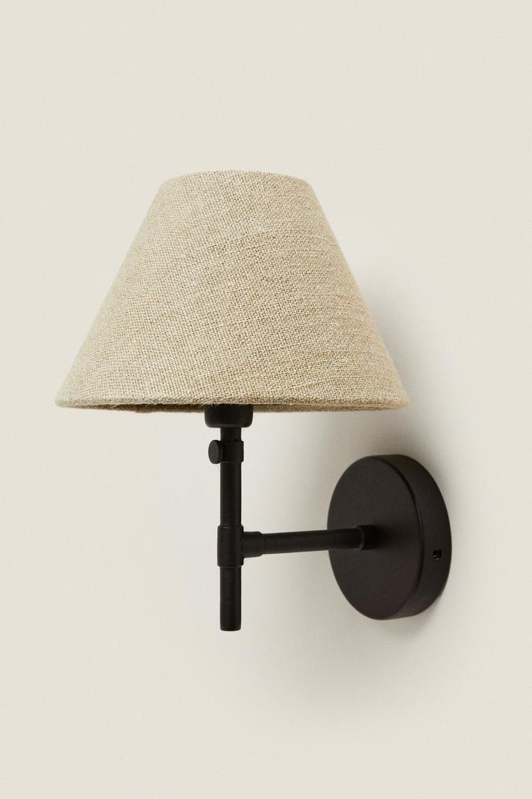 LAMP | LINEN LAMPSHADE WALL SCONCE — Light beige