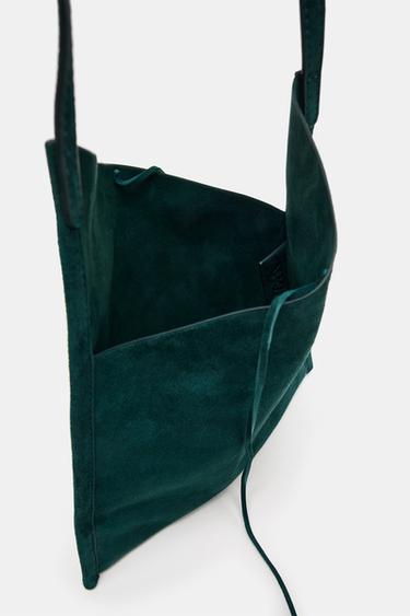 LEATHER MINI FLAT BAG WITH BOW - Green by Zara - Image 5