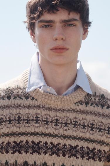 PULL EN JACQUARD GÉOMÉTRIQUE ÉDITION LIMITÉE - Beige de Zara - Image 3