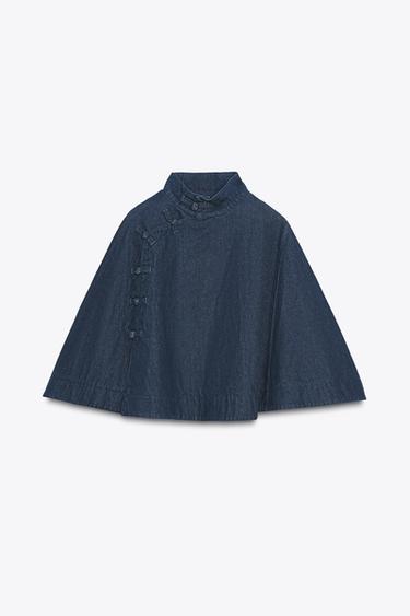 CAPE EN DENIM À BRANDEBOURGS - Bleu de Zara - Image 6