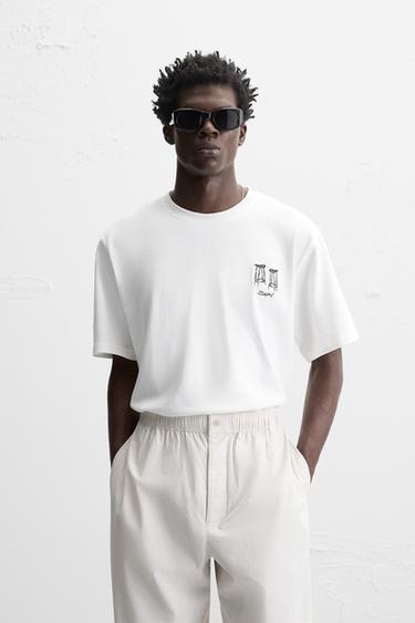 Zara COMBINATION EMBROIDERED T-SHIRT - White