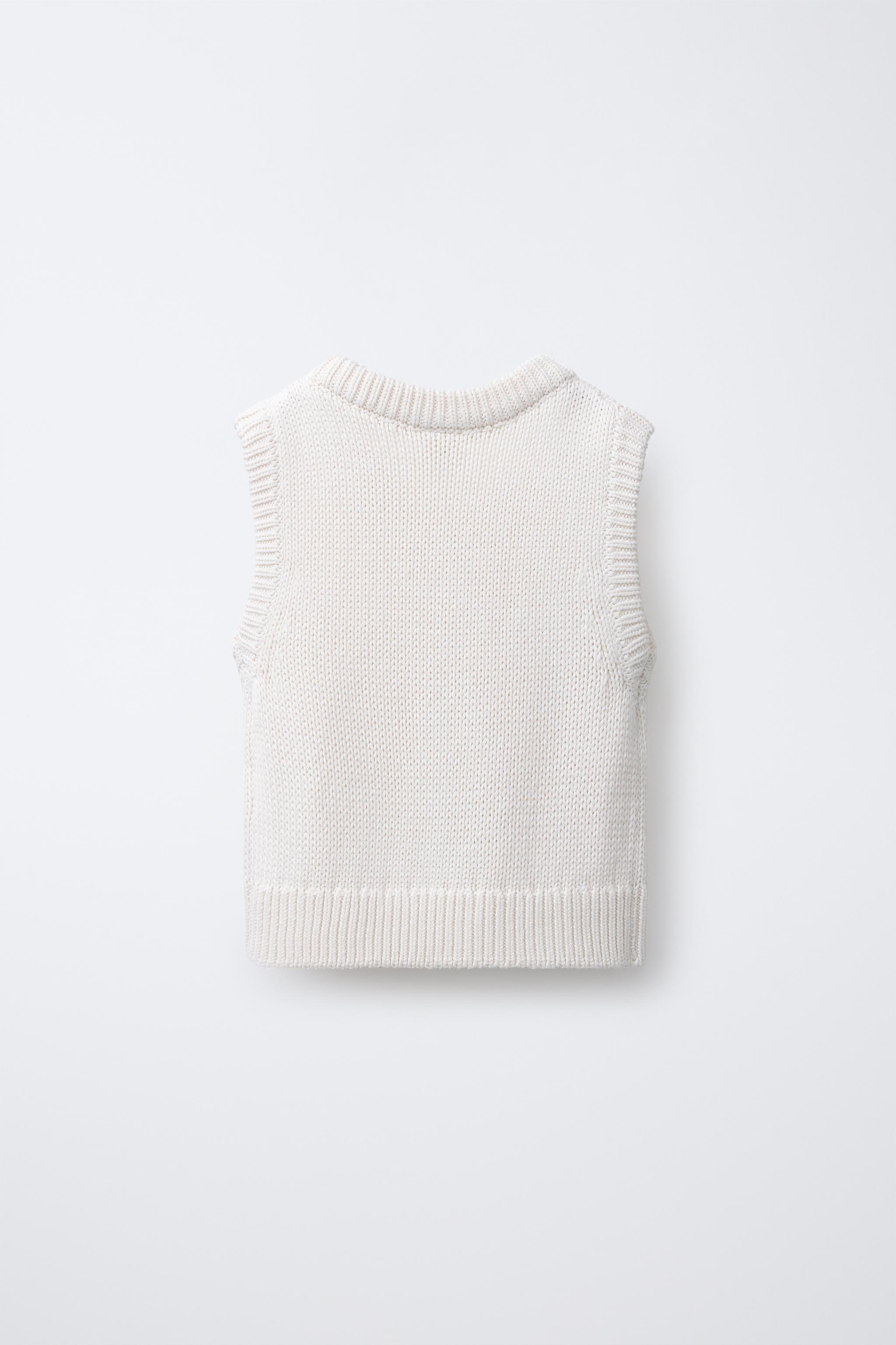 BASIC KNIT VEST Oyster-white ZARA Australia