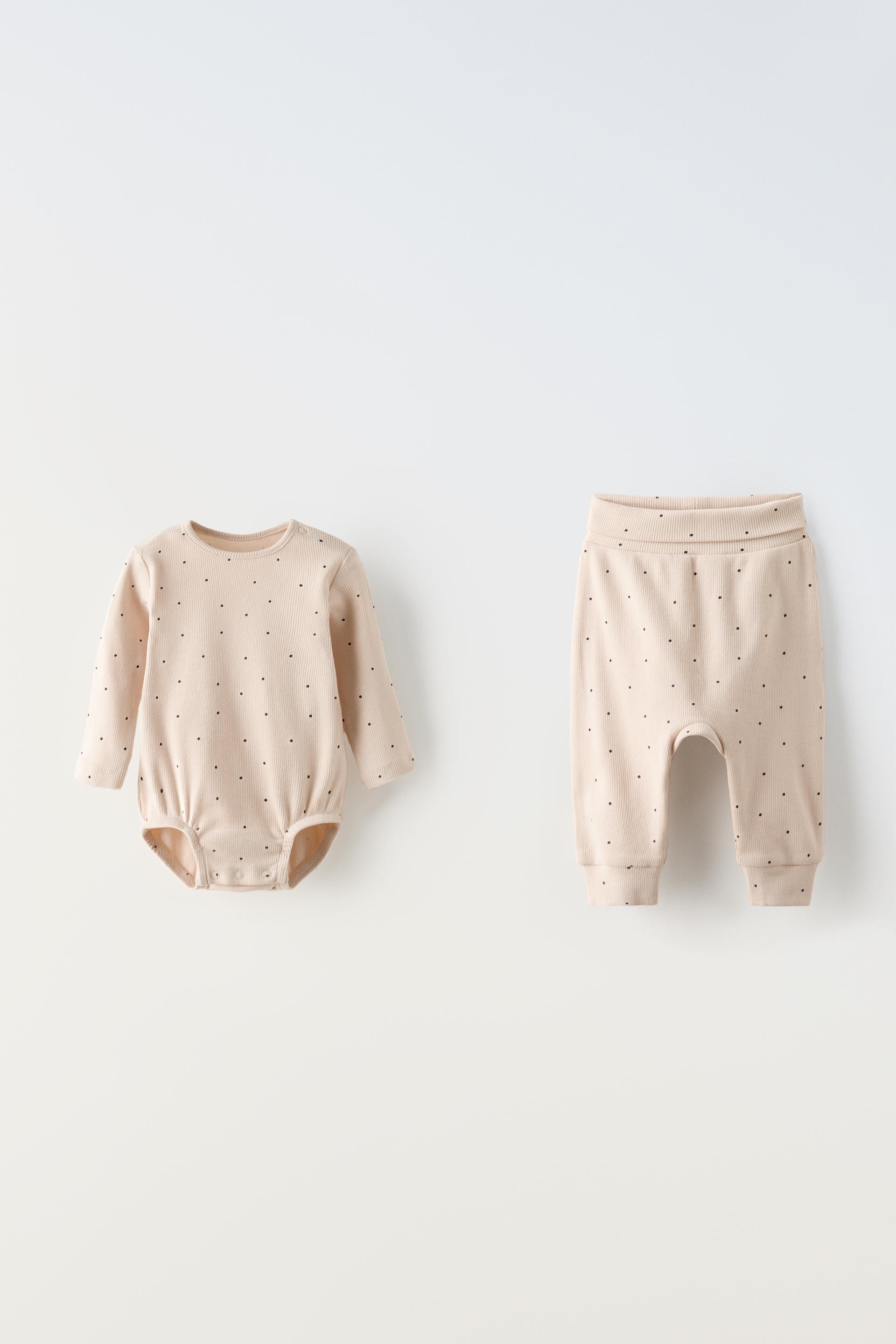 RIBBED POLKA DOT BODYSUIT AND LEGGINGS PACK Ecru ZARA United Kingdom