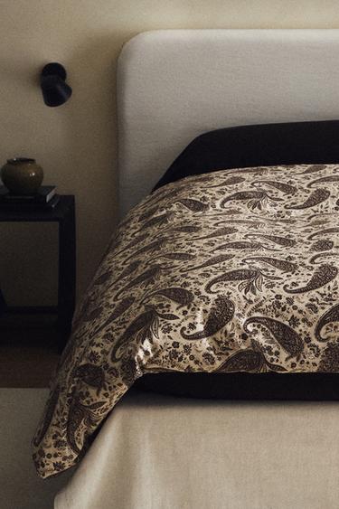 PAISLEY PRINT SATEEN DUVET COVER - Brown by Zara