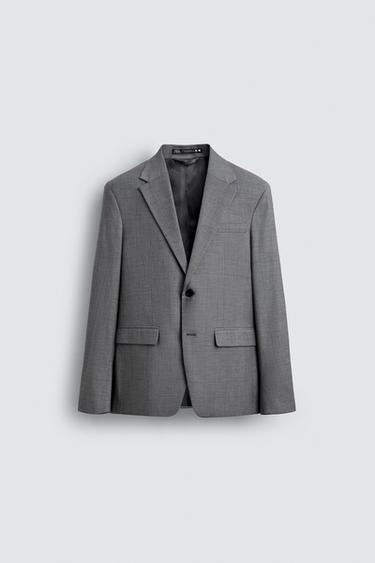 Zara TEXTURED SUIT BLAZER - Gray