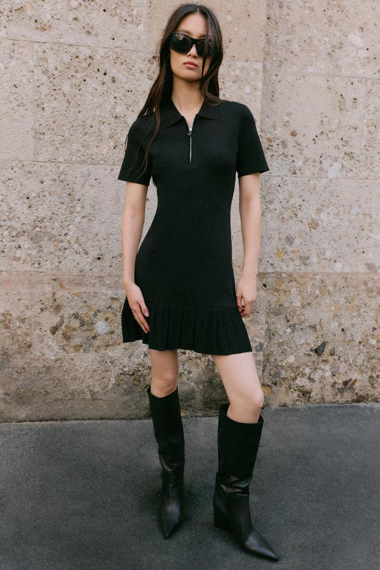 Vestido corto punto pliegues