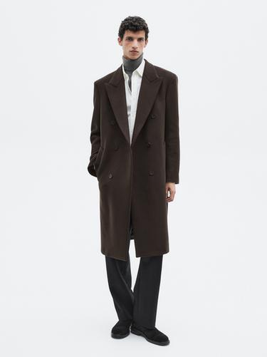 Manteau long croisé en laine mélangée - LIMITED - Marron de Zara - Image 0