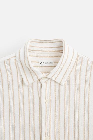 CHEMISE À TEXTURE AVEC RAYURES - Écru / Beige de Zara - Image 8