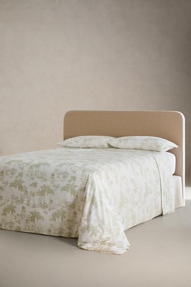 TOILE DE JOUY PALM TREE SATEEN FLAT SHEET - Green by Zara - Image 1