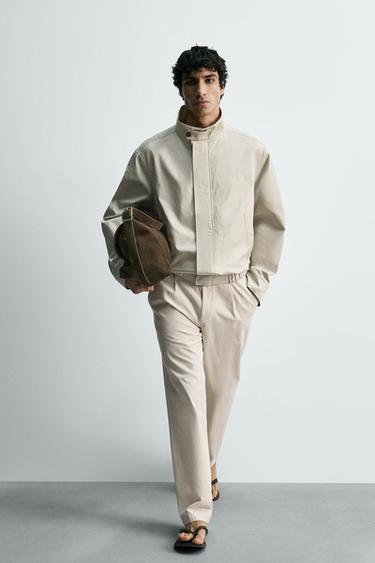 STRAIGHT-LEG PLEATED TROUSERS - Stone by Zara - Image 4