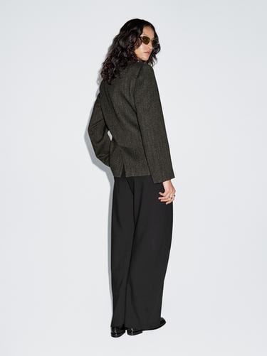Zara Herringbone wool blend blazer - Brown