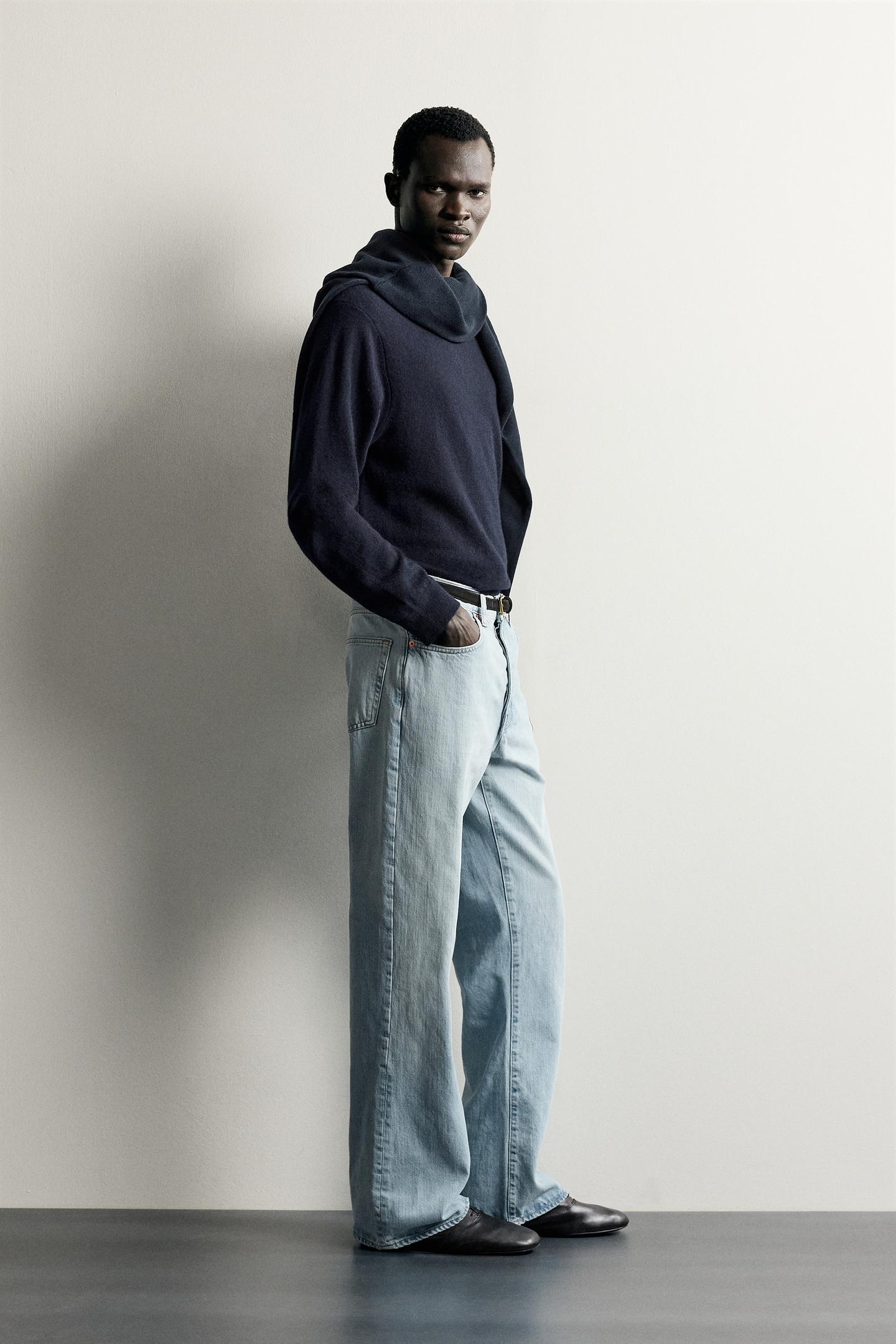 Мужские джинсы Zara Flare Fit, цвет: Синий — фото 4