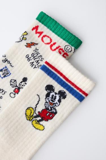 LOT DE DEUX PAIRES DE CHAUSSETTES MONTANTES MICKEY MOUSE © DISNEY - Sable de Zara - Image 1