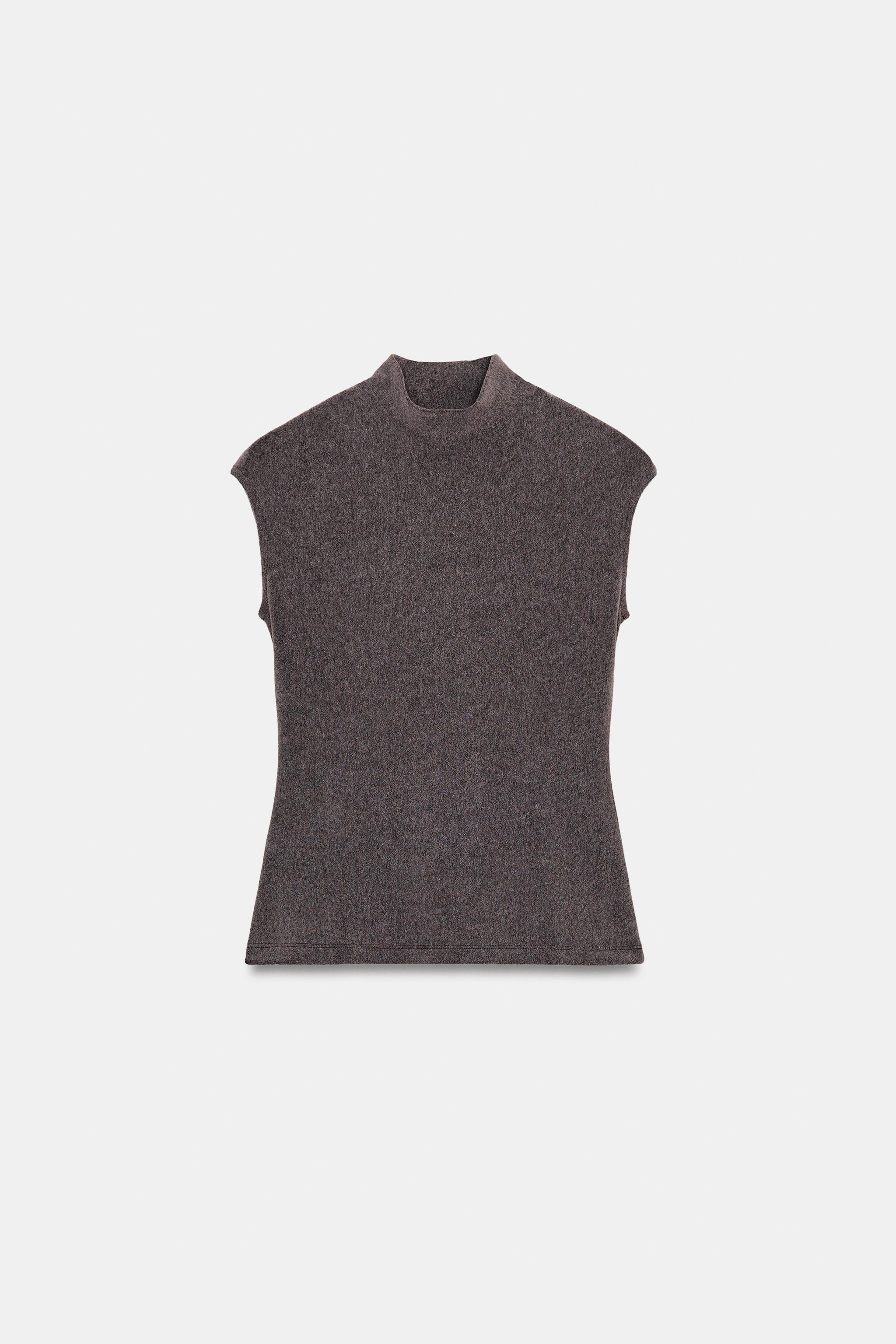 SOFT HIGH NECK TOP - Oyster-white | ZARA Spain