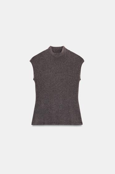 SOFT HIGH NECK TOP - brown vigore by Zara