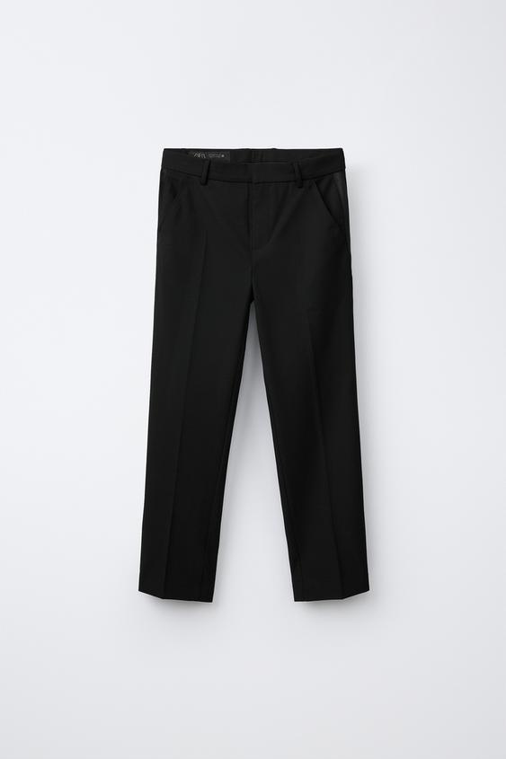 SUIT TROUSERS WITH SATIN STRIPE - Black by Zara - Image 0