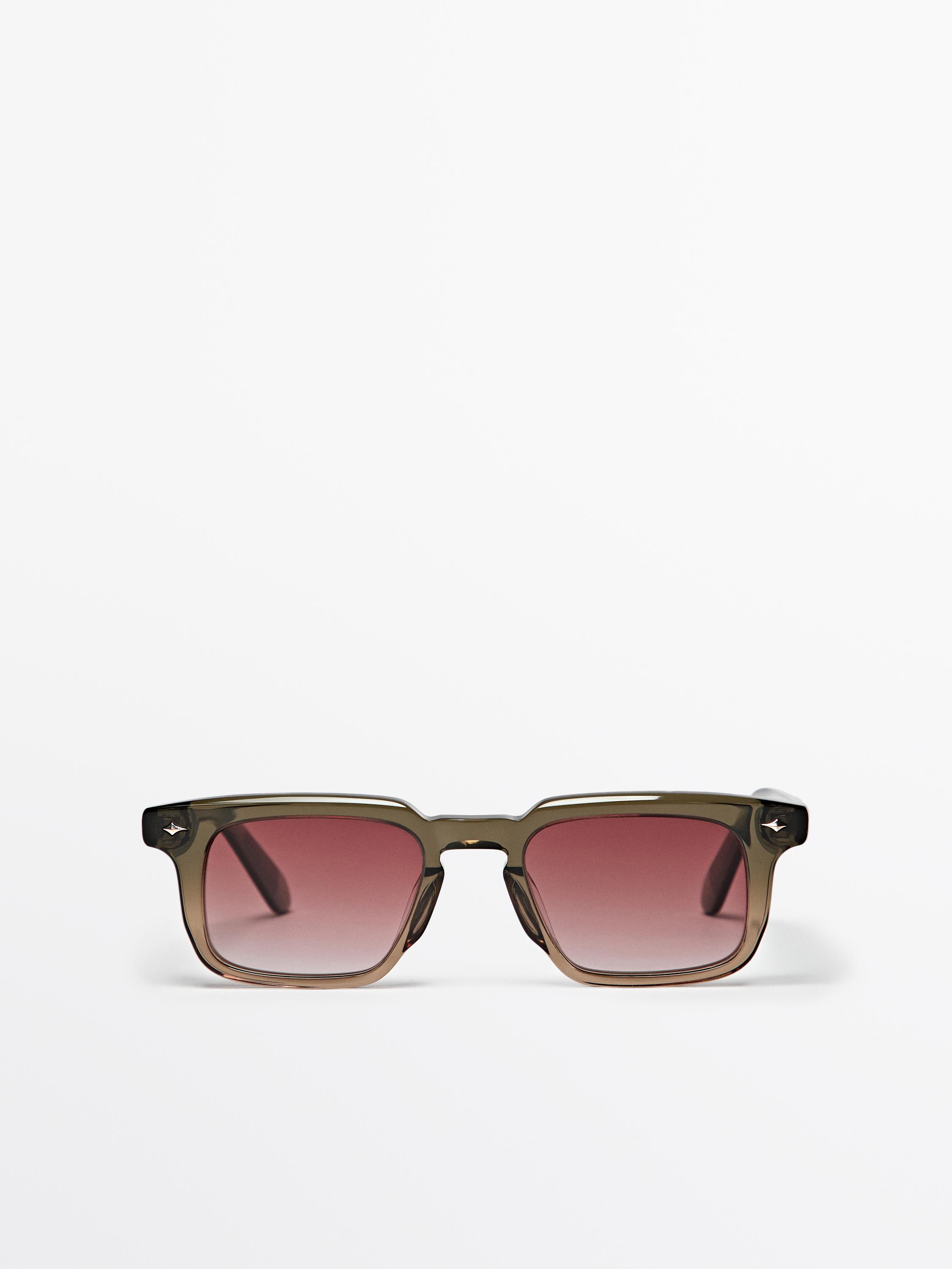 Narrow rectangular sunglasses — Black gold