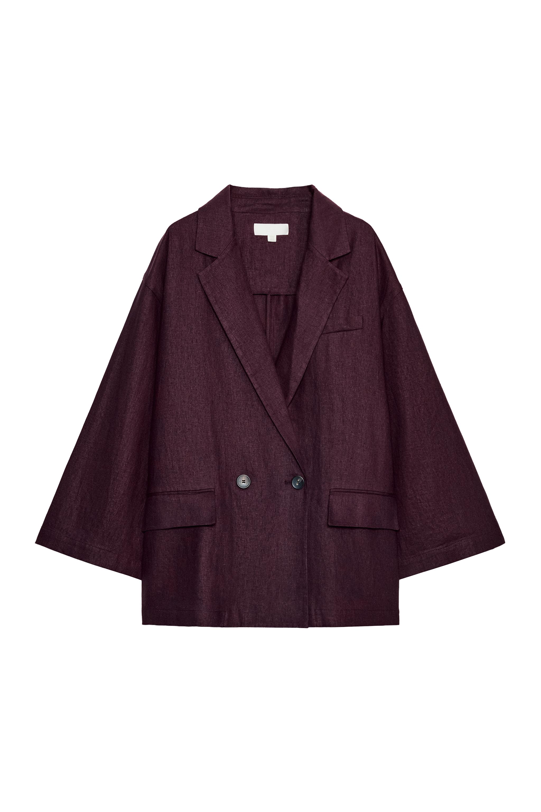 LINEN BLEND DOUBLE BREASTED BLAZER