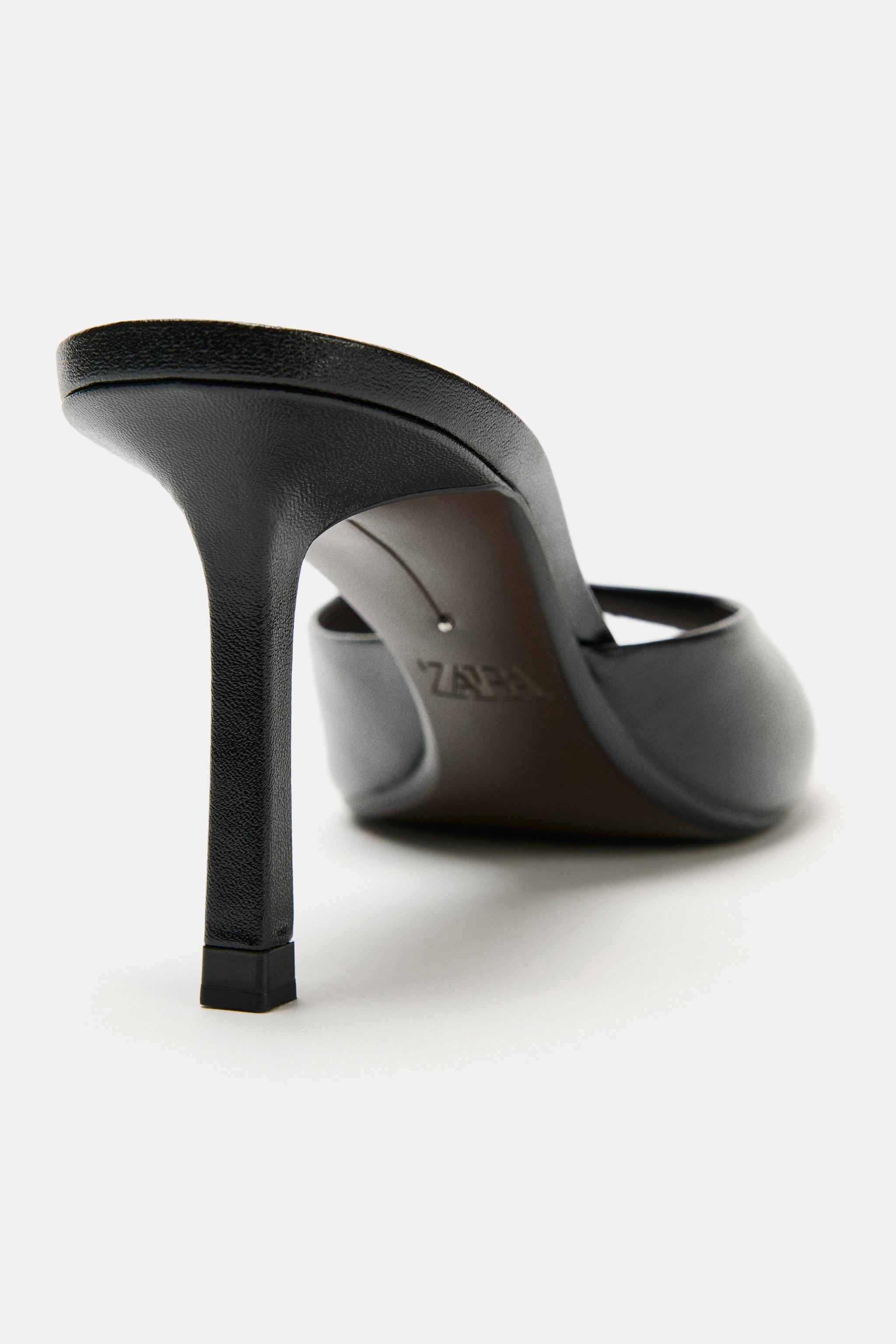 Женские сабо Zara LEATHER HEELED MULES — фото 5