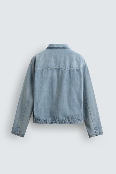 VESTE EN JEAN À FERMETURE ÉCLAIR - Bleu clair de Zara - Image 7