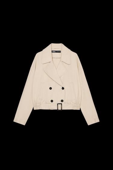 KURZE JACKE MIT GUMMIZUG AM SAUM - Cremefarben von Zara - Bild 0