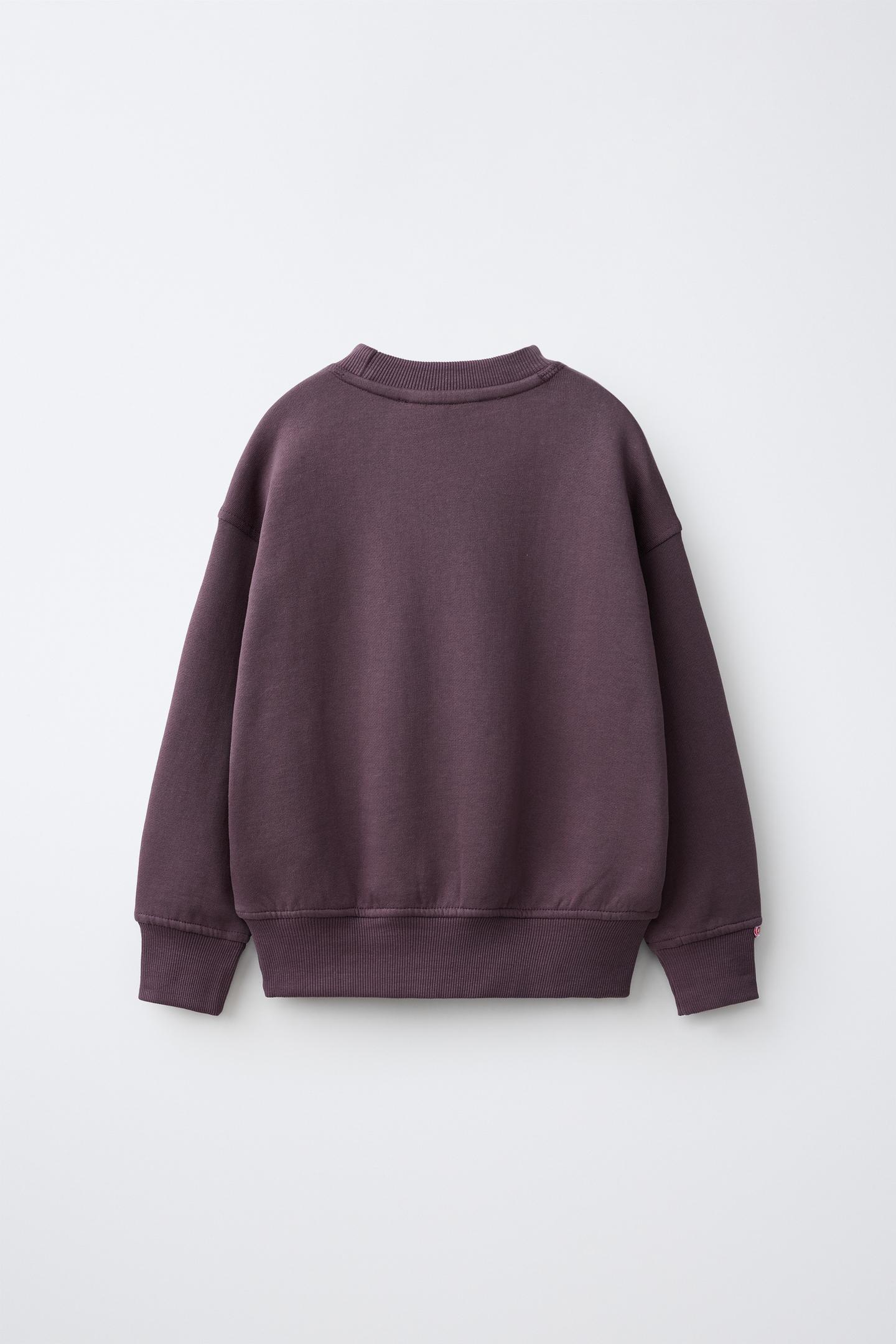 Детская толстовка Zara Embroidered Logo, цвет: Фиолетовый — фото 3
