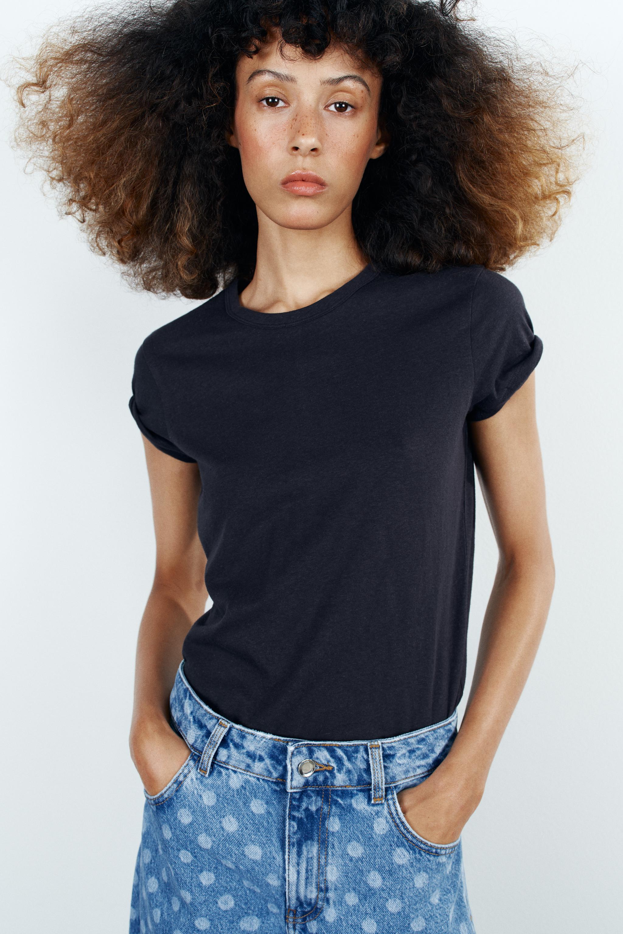 COTTON SHORT SLEEVE T-SHIRT — Navy blue