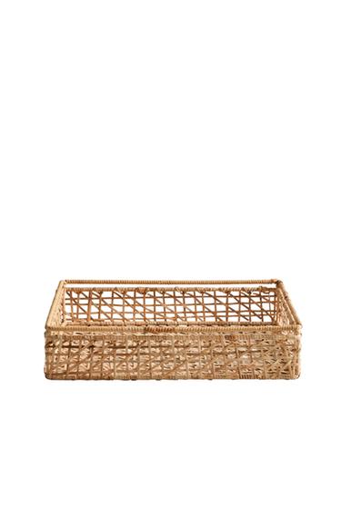 WOVEN RATTAN TRAY - Light beige by Zara