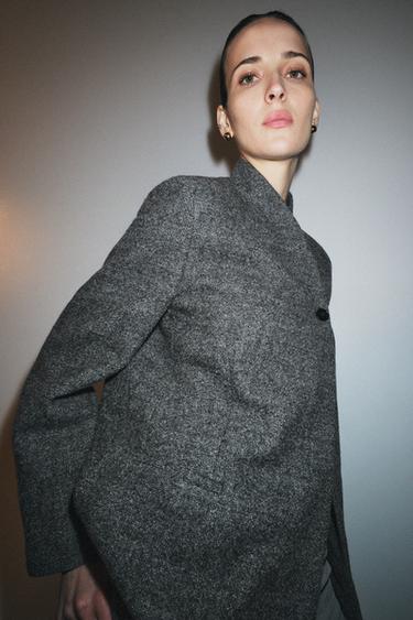 ZW COLLECTION LIMITED EDITION WOOL BLAZER WITH BUTTON - Mid-grey by Zara - Image 4