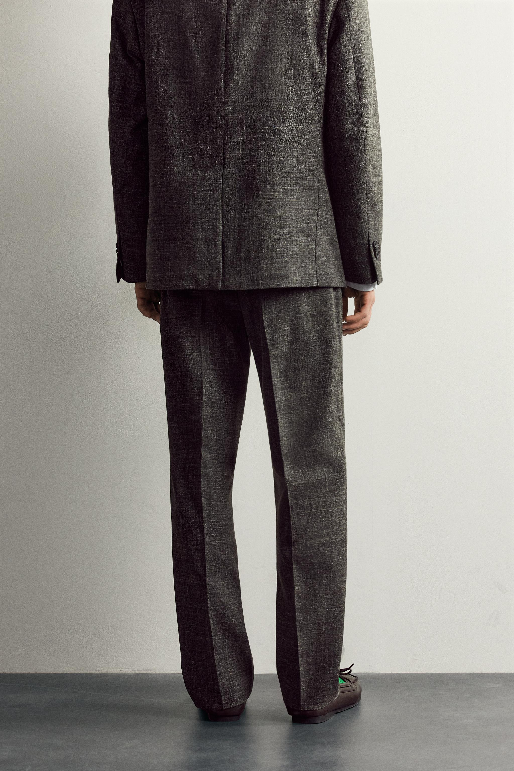 AARON LEVINE X ZARA WOOL-LINEN SUIT TROUSERS