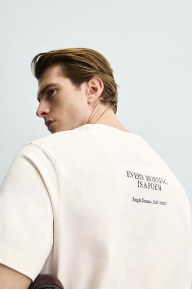 T-SHIRT À INSCRIPTION IMPRIMÉE - Écru de Zara - Image 4