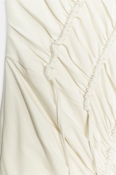 LONG DRAPED DRESS - Oyster-white by Zara - Image 8