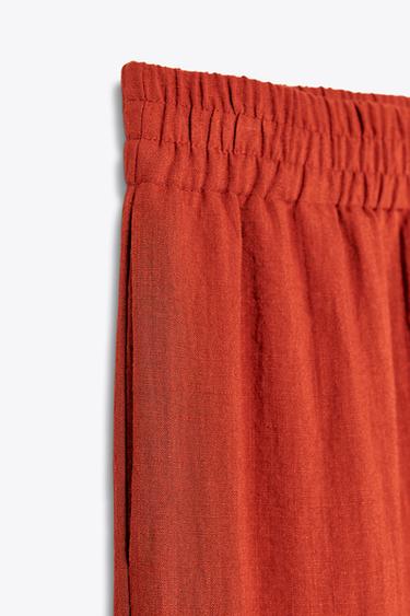 RUSTIC WIDE-LEG TROUSERS - Terracotta by Zara - Image 7