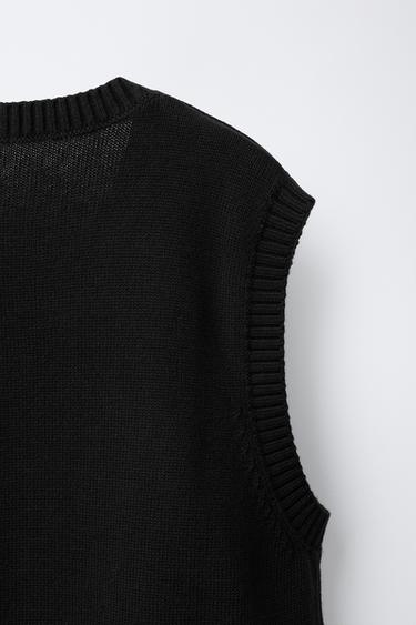 CHALECO PUNTO - Negro de Zara