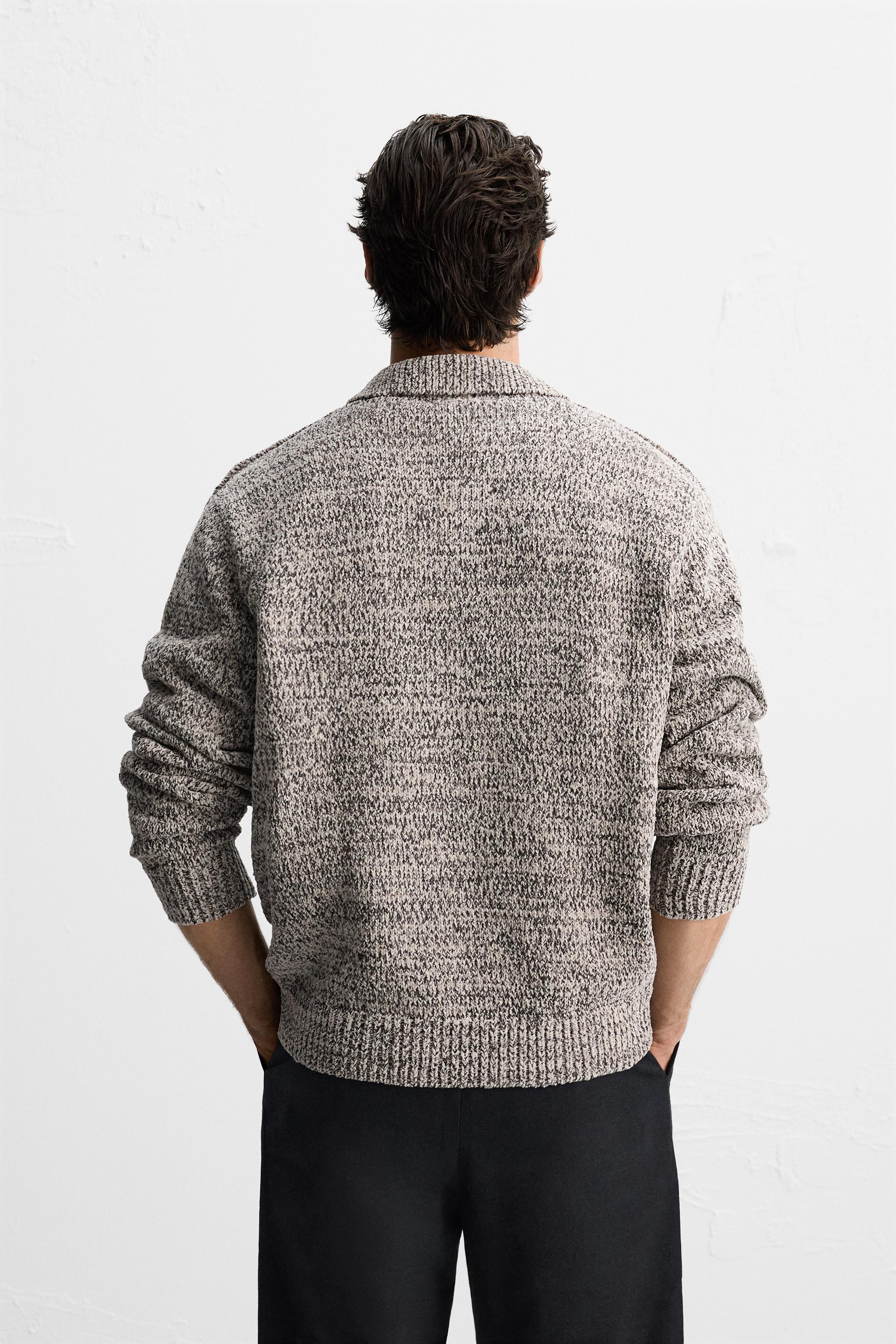 TEXTURED STRUCTURED KNIT POLO - Ecru / Black | ZARA United