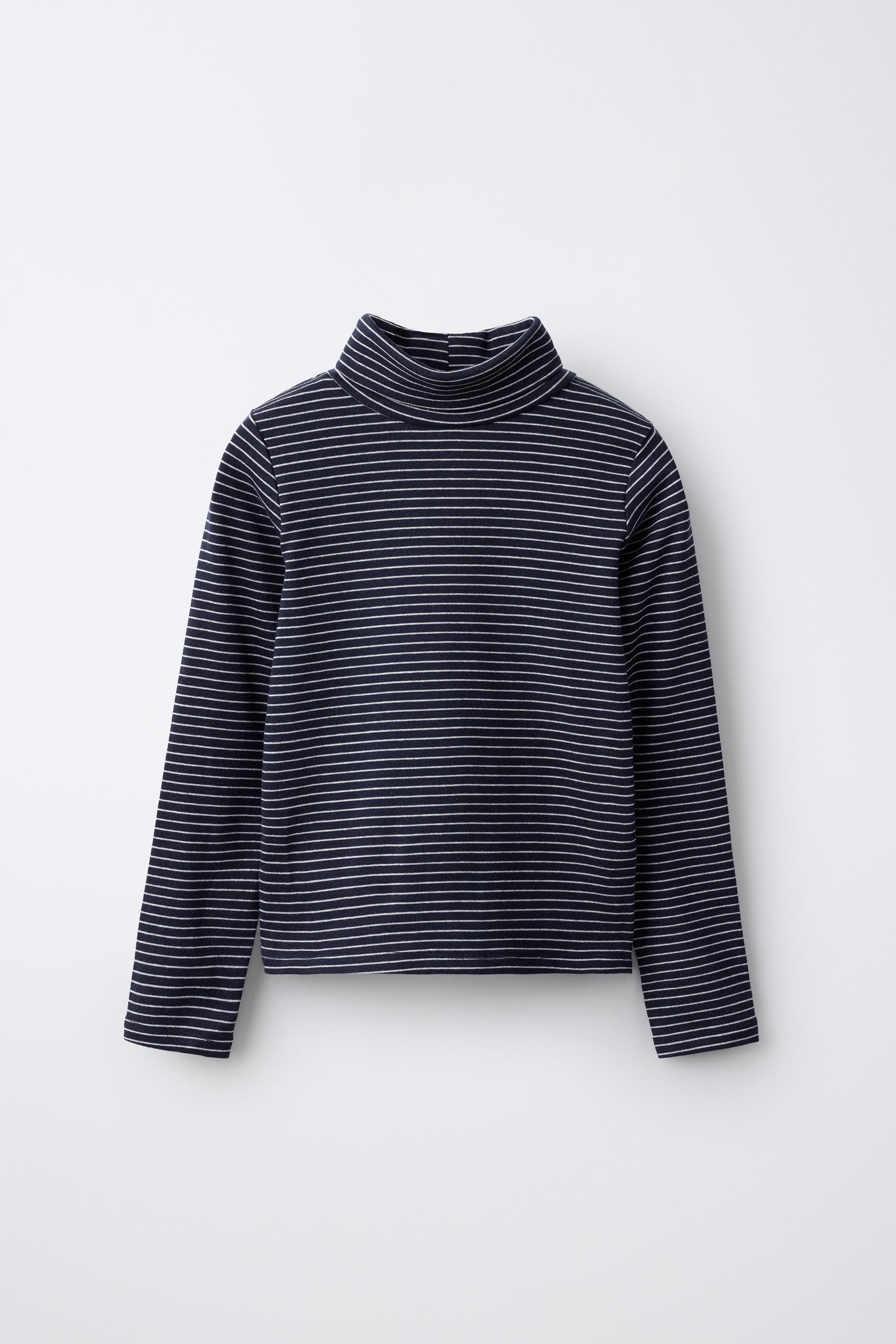 CAMISETA RAYAS CUELLO VUELTO CON ALGODÓN Y MODAL
