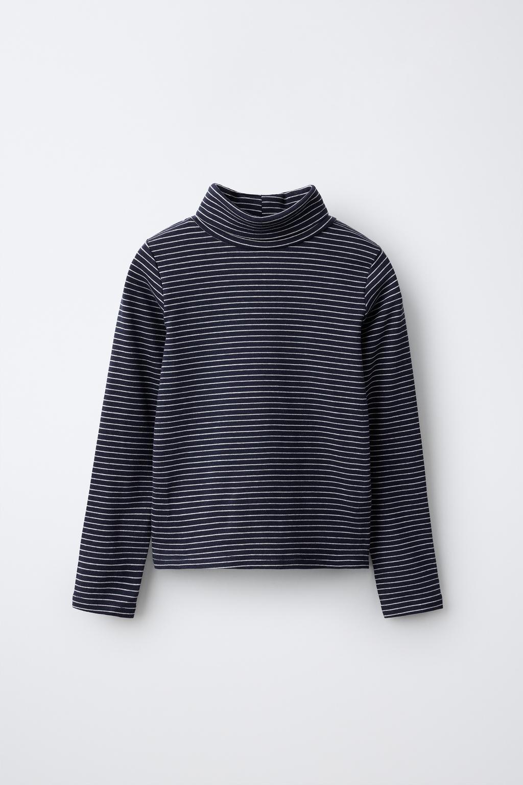 STRIPED TURTLENECK T-SHIRT IN COTTON BLEND AND MODAL