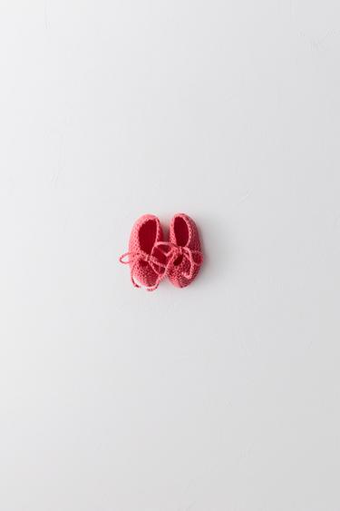 LIMITED EDITION COTTON KNIT BOOTIES - Dark coral by Zara