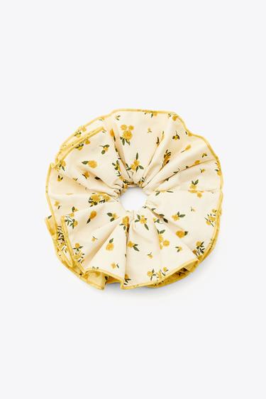 GRAND CHOUCHOU FLEURS CONTRASTE - Jaune de Zara