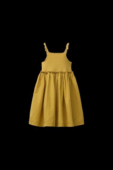 RIB AND TEXTURED PANELLED DRESS - Olive Green by Zara - Image 0