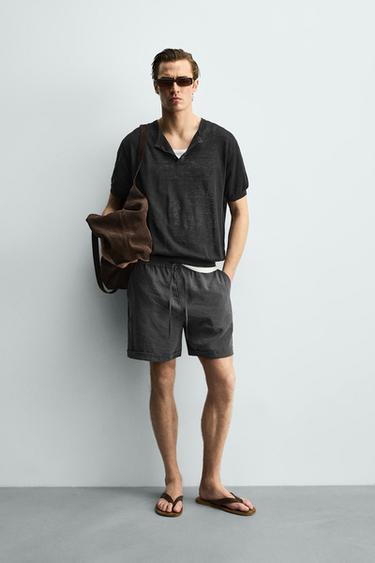 RELAXED FIT LOOSE-FITTING BERMUDA SHORTS - Taupe grey by Zara