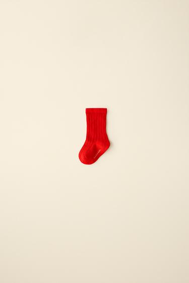 LONG RIBBED SOCKS CREATED BY CARAMEL LONDON X ZARA - Red by Zara