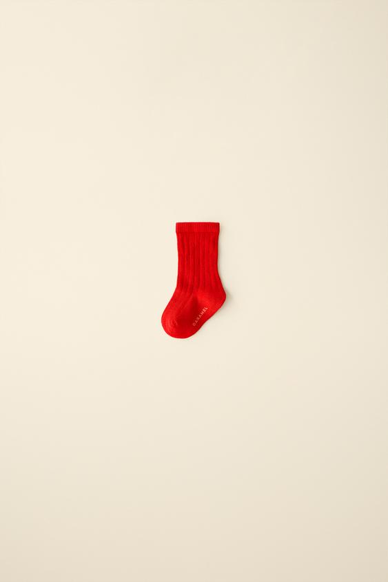 LONG RIBBED SOCKS CREATED BY CARAMEL LONDON X ZARA - Red by Zara - Image 0
