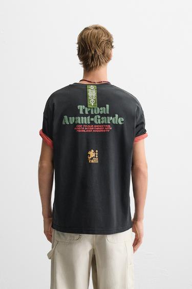 WASHED PRINT T-SHIRT - Dark anthracite by Zara - Image 2